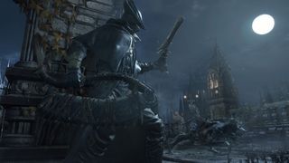 The Hunter holding a gun during one of the best RPGs, Bloodborne.