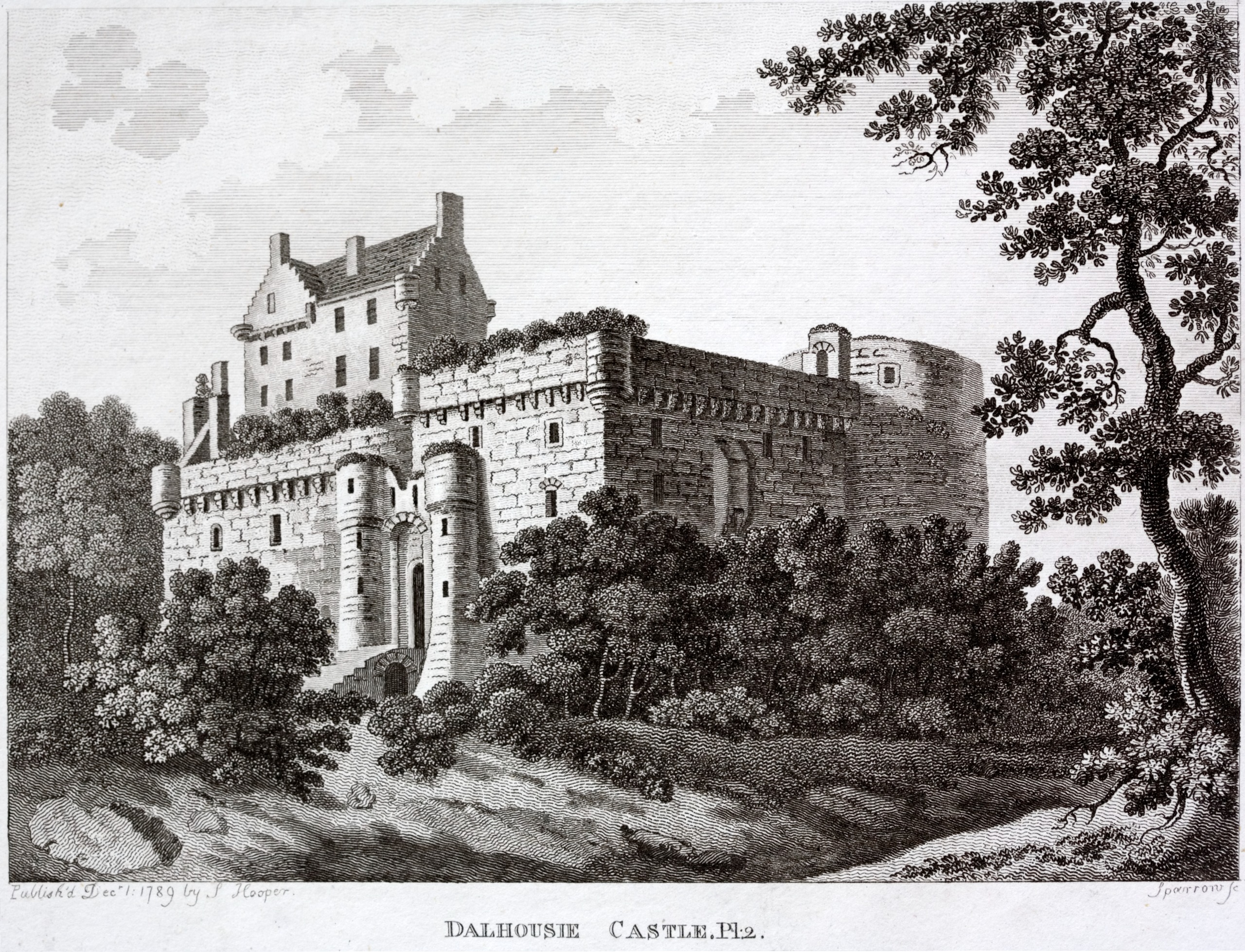 An 18th century engraving of Dalhousie Castle