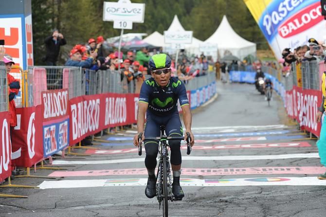 Nairo Quintana (Movistar) couldn't even muster a victory salute after an "epic" stage