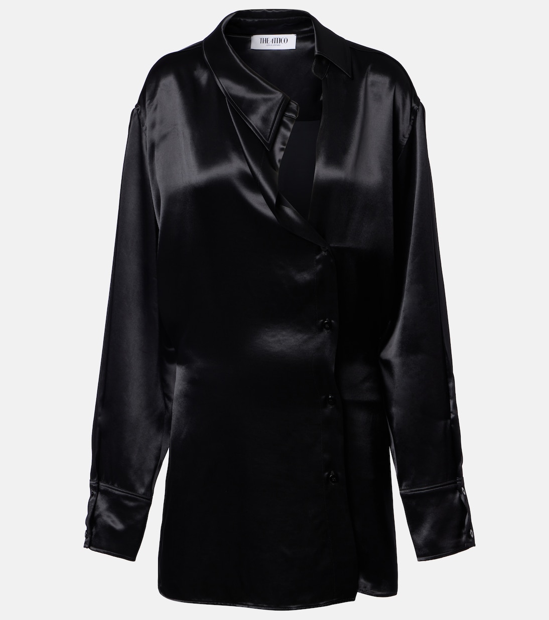 Satin Shirt Dress in Black - the Attico