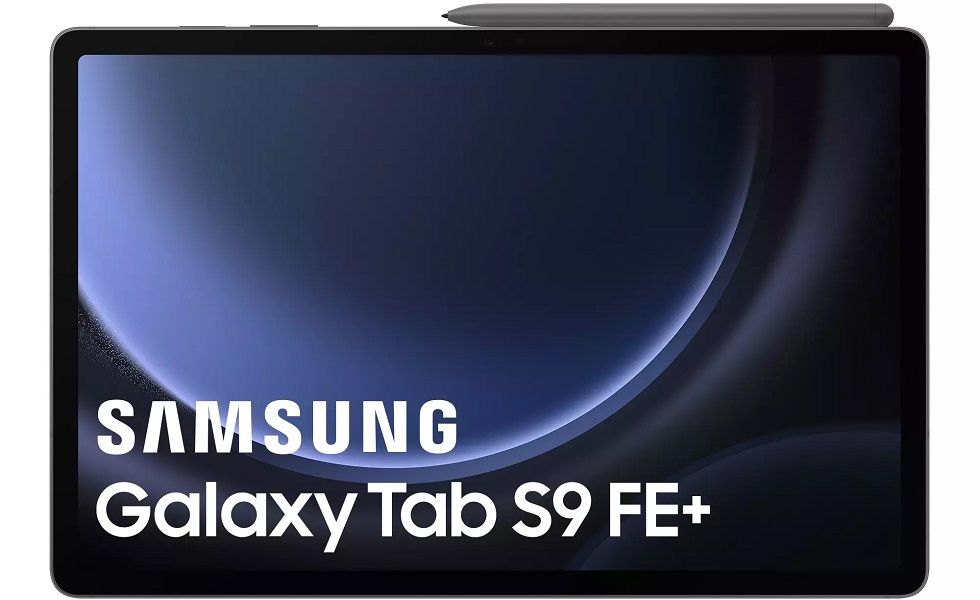 A leaked rendering of the Galaxy Tab S9 FE Plus with an S Pen.