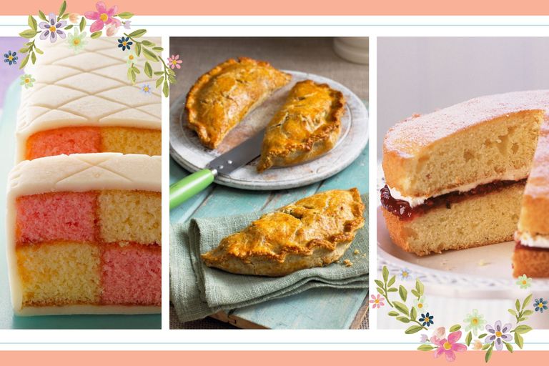 A selection of the best British bakes including Victoria sponge, Cornish pasty and Battenburg