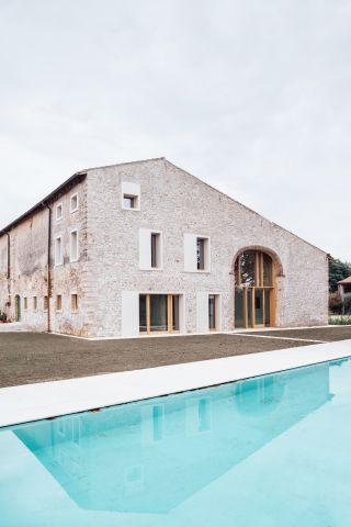 swimming pool and house facade