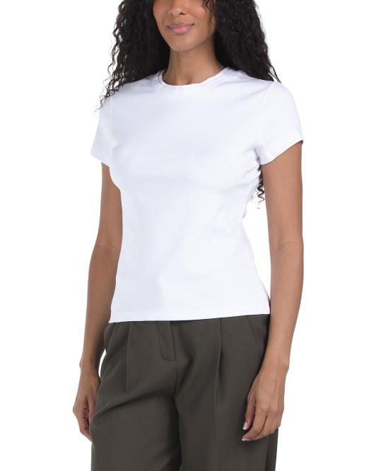 Adrienne Vittadini, Short Sleeve Ponte Crew Neck Tee