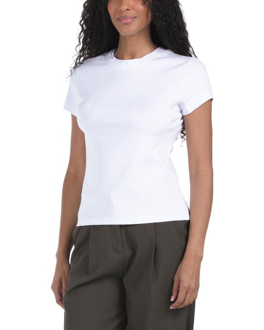 Adrienne Vittadini, Short Sleeve Ponte Crew Neck Tee