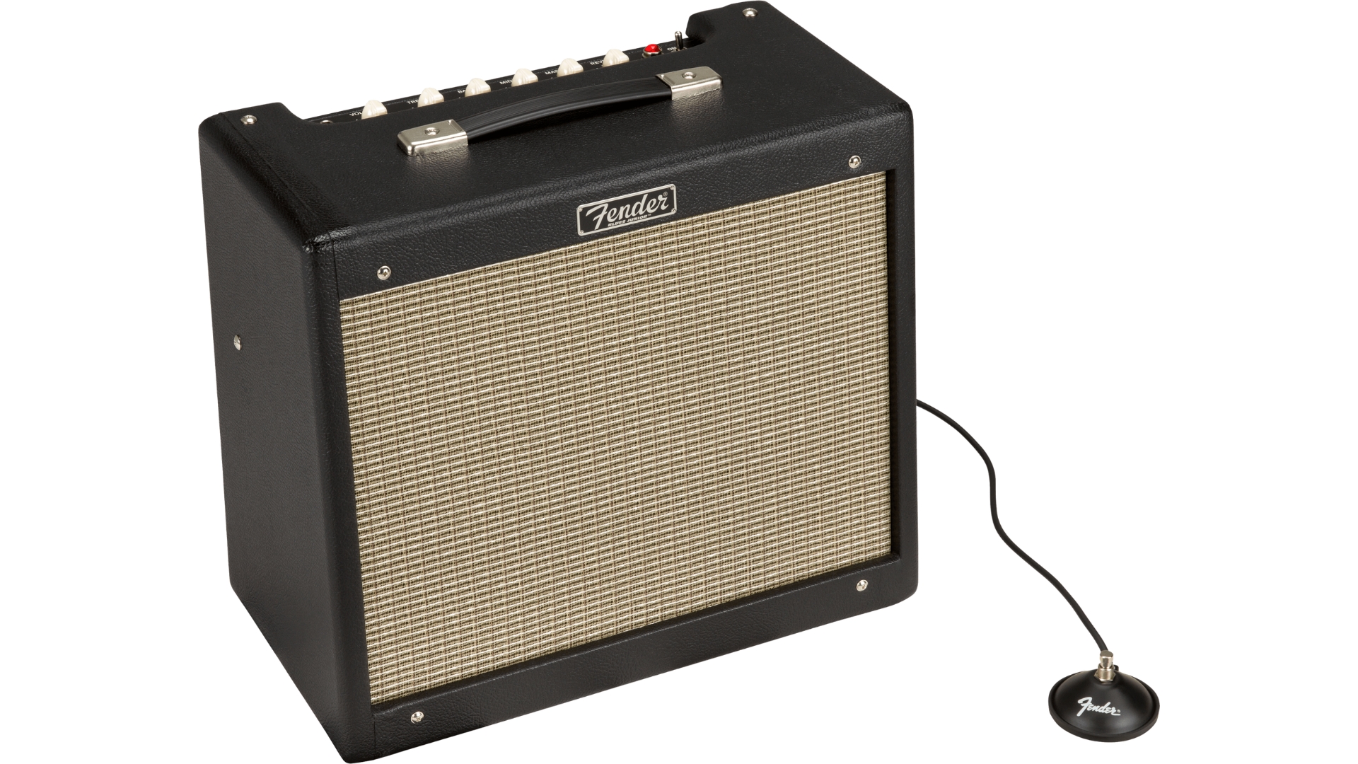 A Fender Blues Junior IV tube amp with the included footswitch