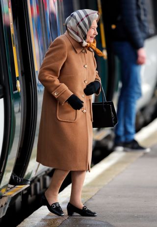 Queen Elizabeth II arrives at King's Lynn station, after taking the train from London King's Cross