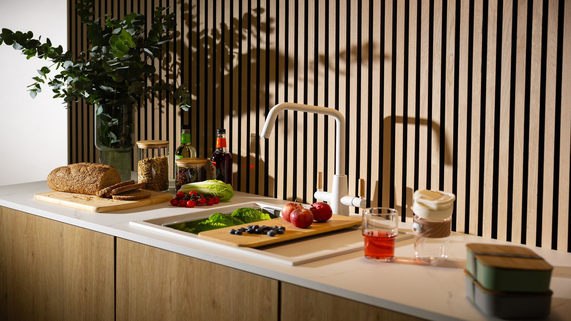Wood and stone kitchen