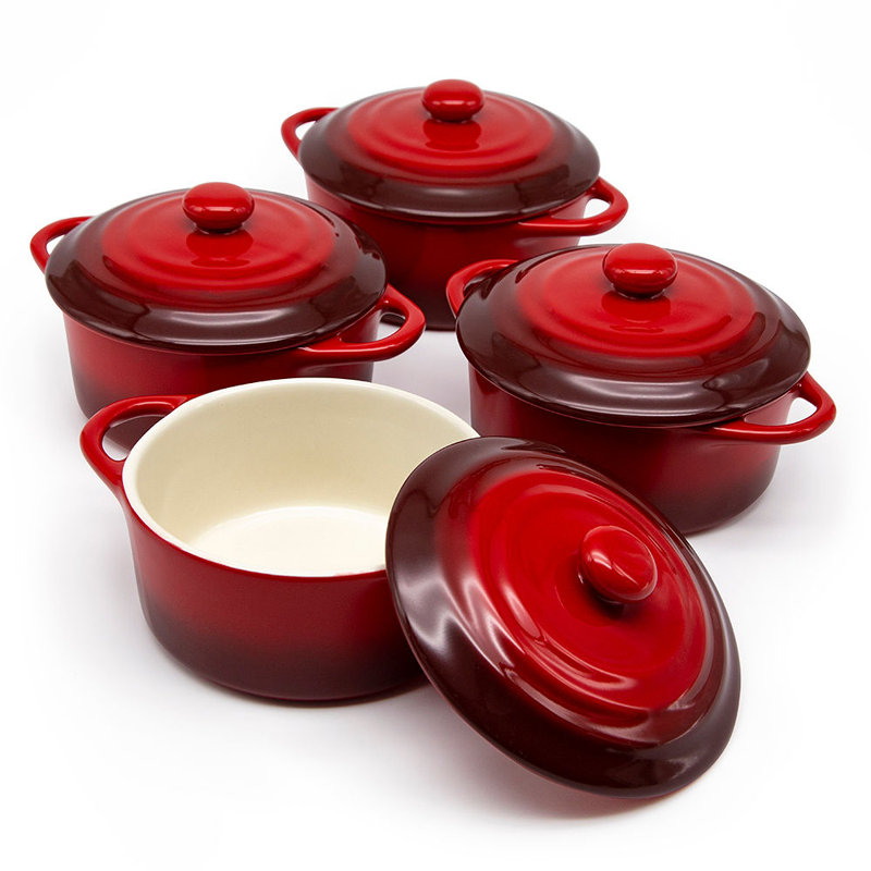 Kook 12 Oz. Ceramic Oval Mini Casseroles Dishes With Lids &amp;amp; Reviews | Wayfair