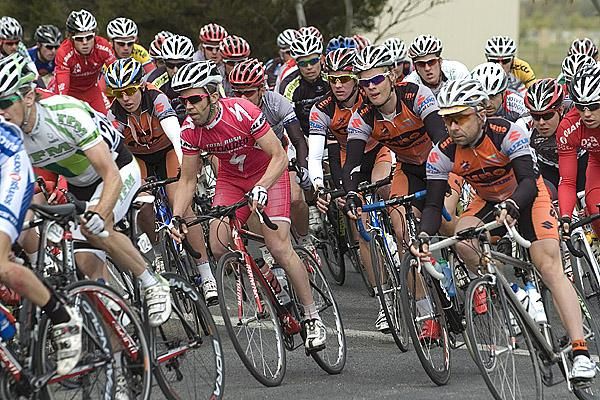 Riders in the 127 strong peloton corner just after the start to stage two in Lara.