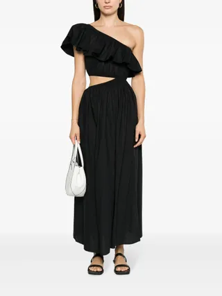 Matteau, Black Ruffled Asymmetric Dress