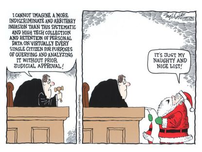 Editorial cartoon NSA Santa
