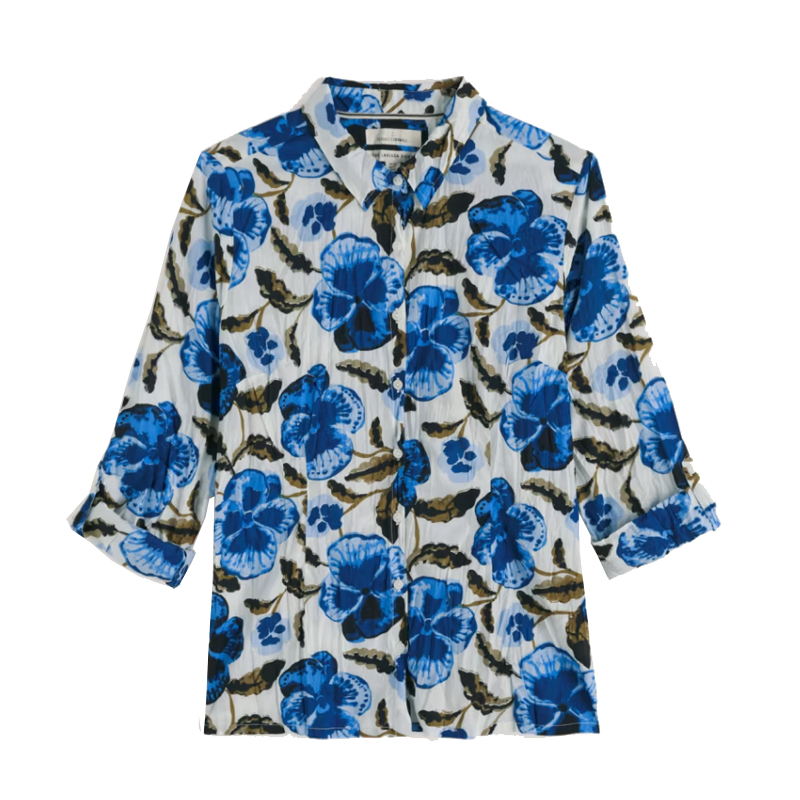 blue and white floral print blouse Seasalt Cornwall
