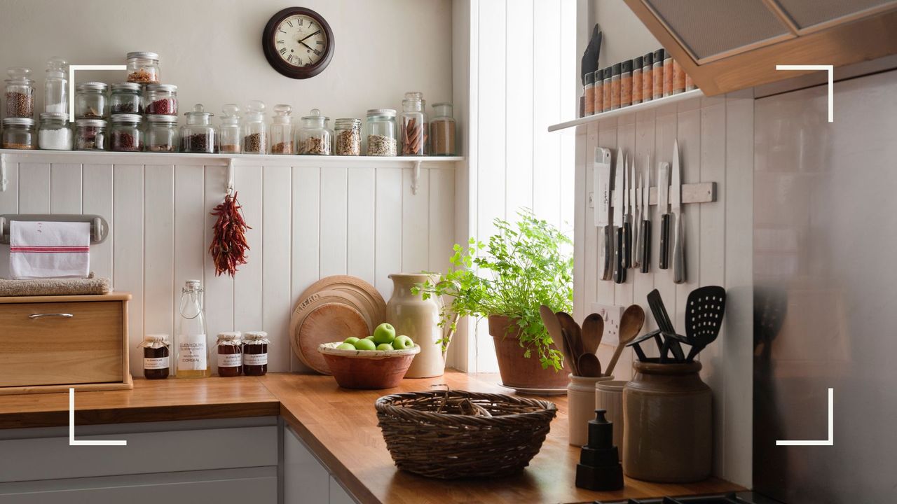 Traditional kitchen with utensils out to support head chef&#039;s recommendation of the kitchen item every household should have