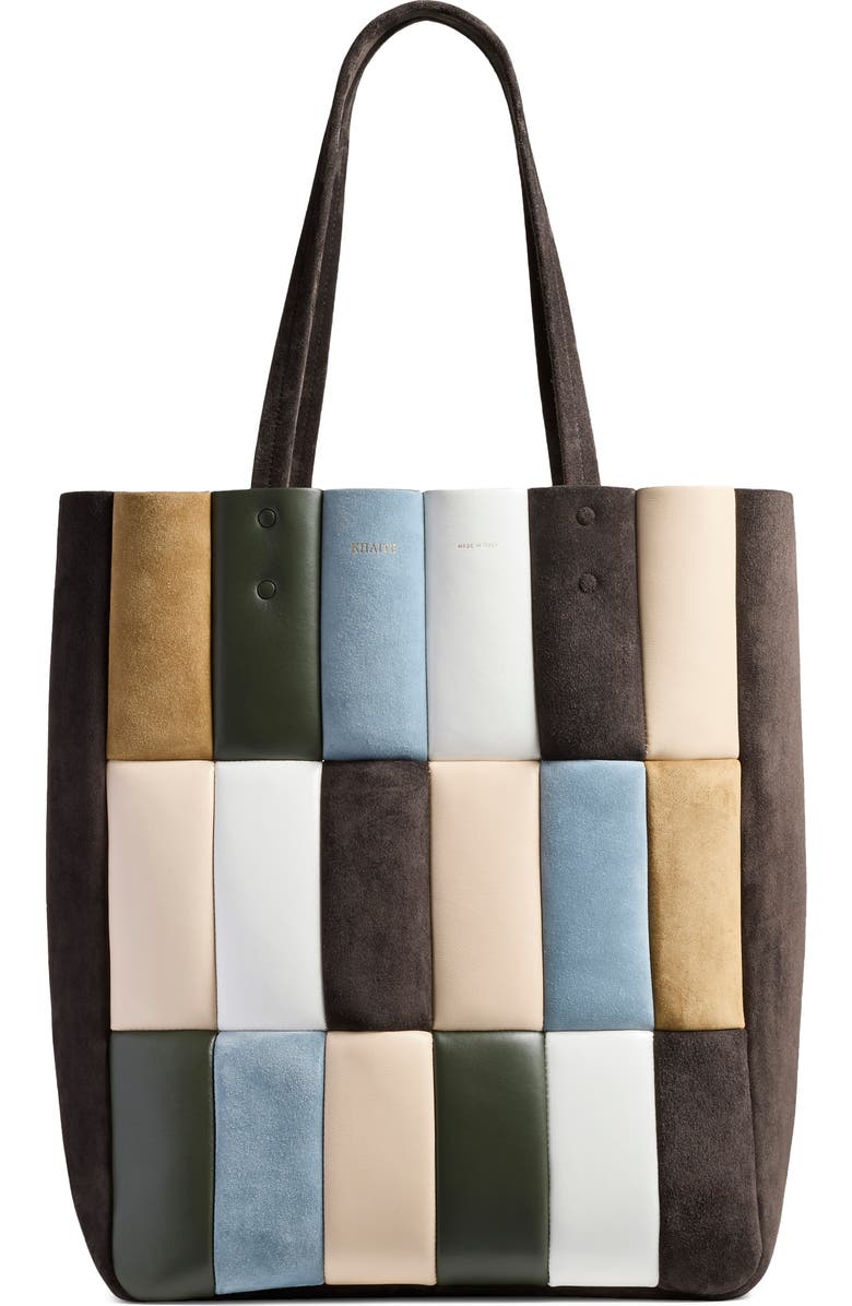 Zoe Patchwork Panel Suede 
Leather Tote