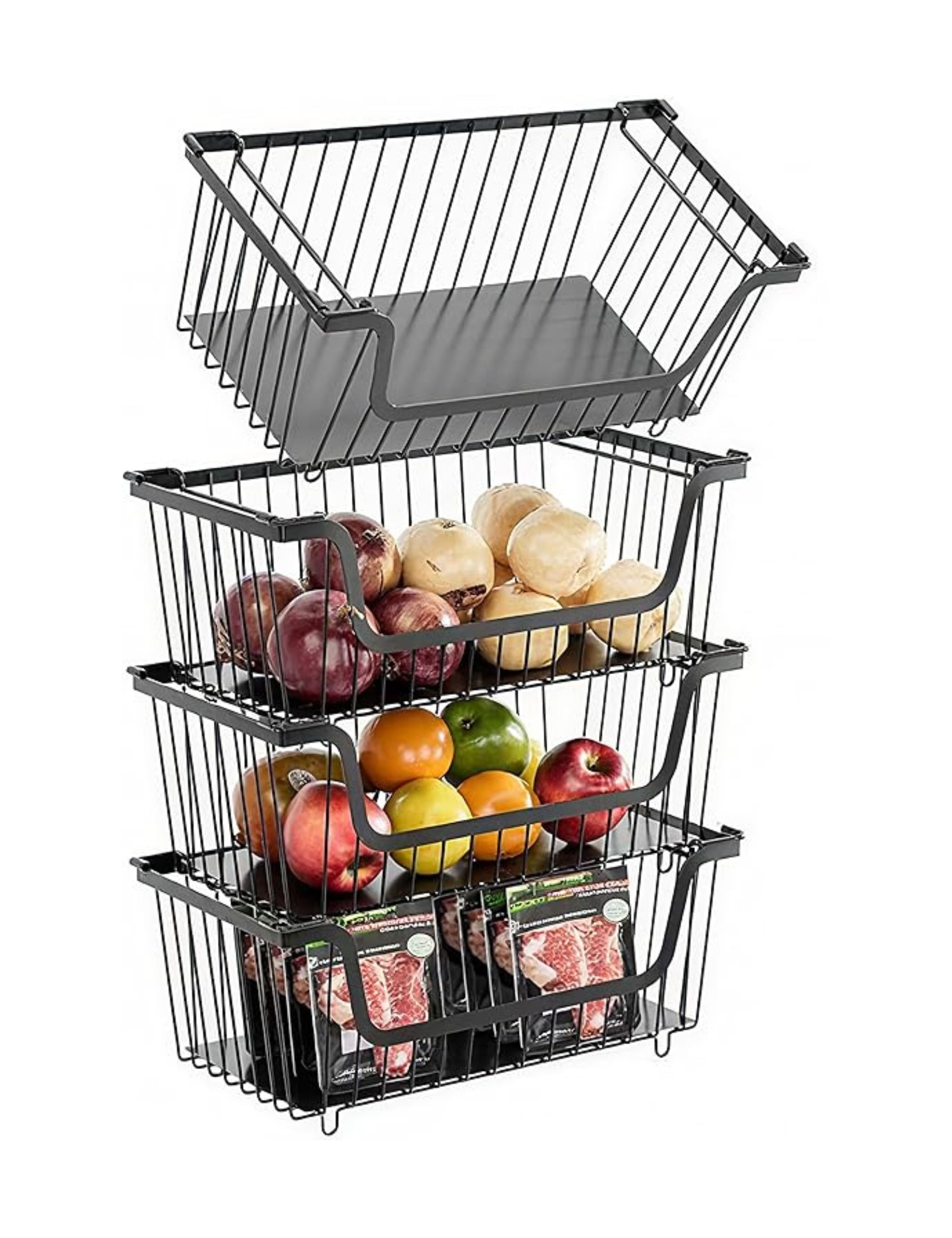 amazon, Gaokase Stackable Wire Baskets, Set of 4