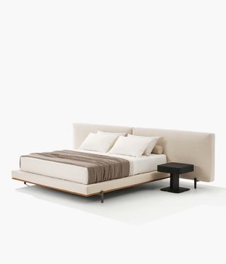 Milan Design Week Poliform Brera cream bed with oversized headboard