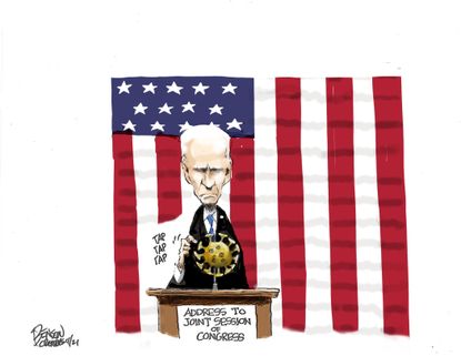 Political Cartoon U.S. biden address covid