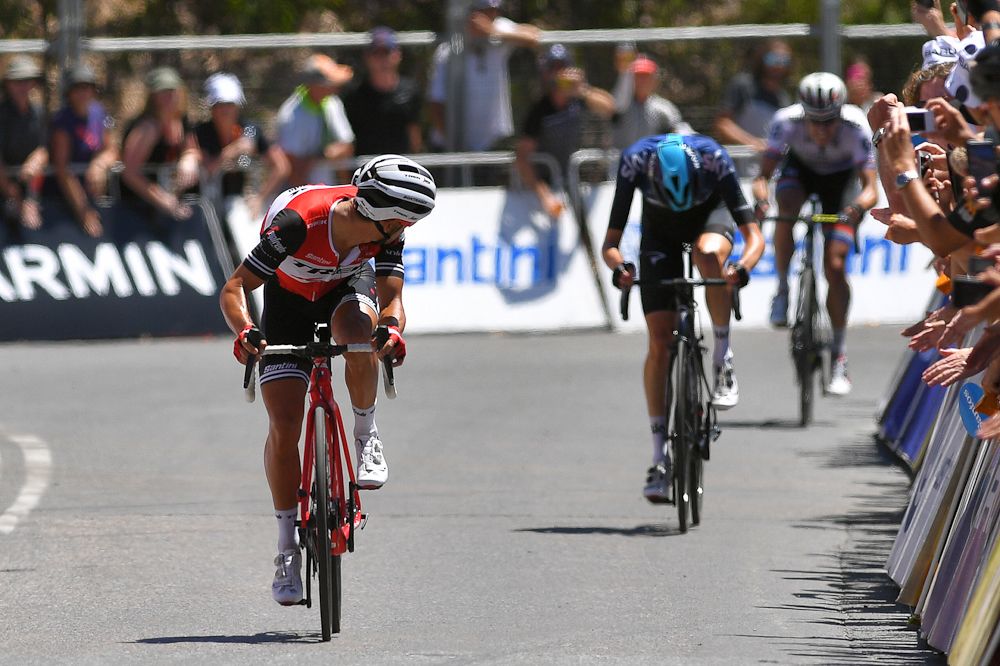 Richie Porte finishes ahead of Wout Poels and Daryl Impey atop Willunga Hill