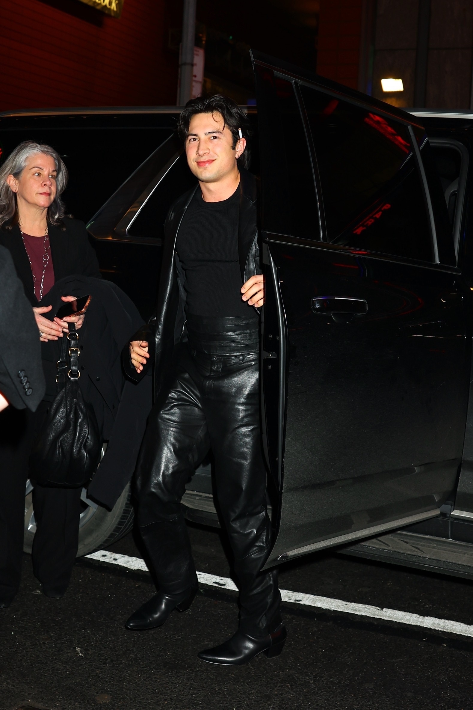 Connor Storrie and Hudson Williams's Matching Leather Outfits Destroy the Competition at the 'SNL' After-Party