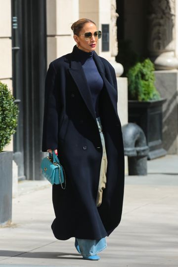 Jennifer Lopez Wears 4 Shades of Blue in Outfit for New York Walk ...