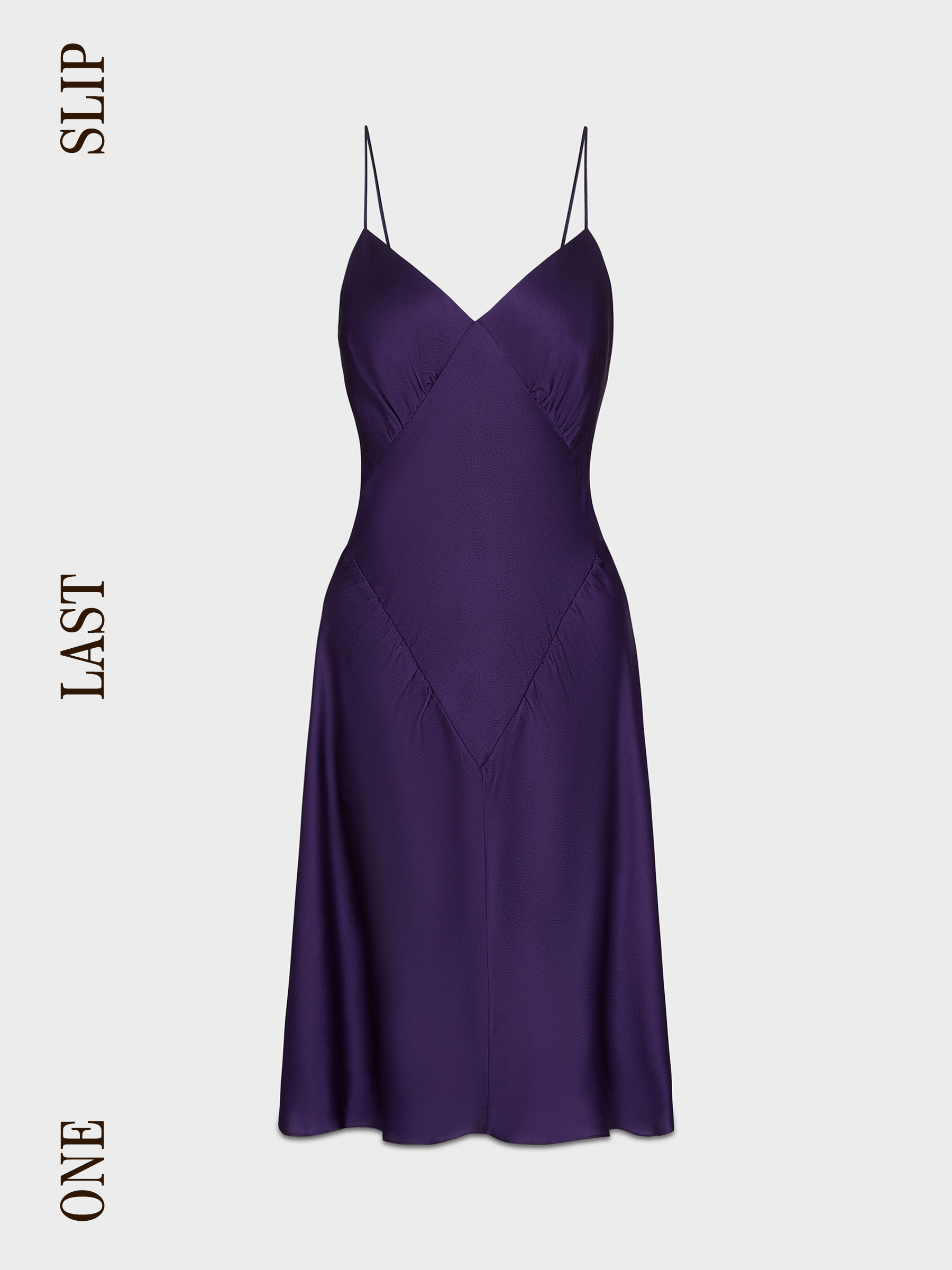 A purple silk slip dress from Aflalo