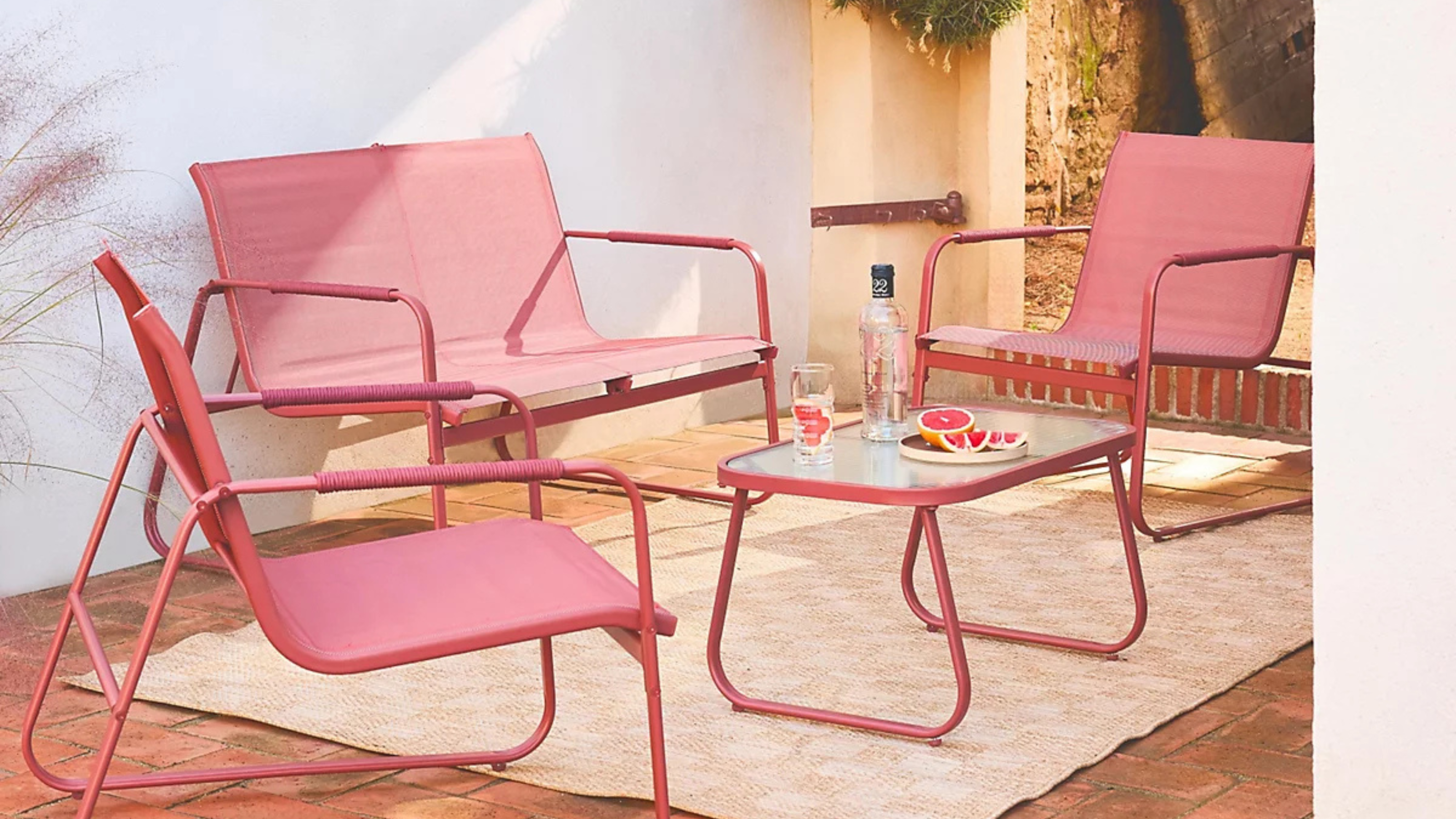 sweeek - 4-seater steel garden sofa set Noto terracotta 