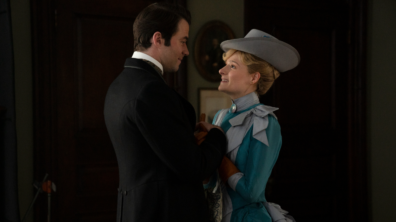 Thomas Cocquerel and Louisa Jacobson look longingly at each other in The Gilded Age.