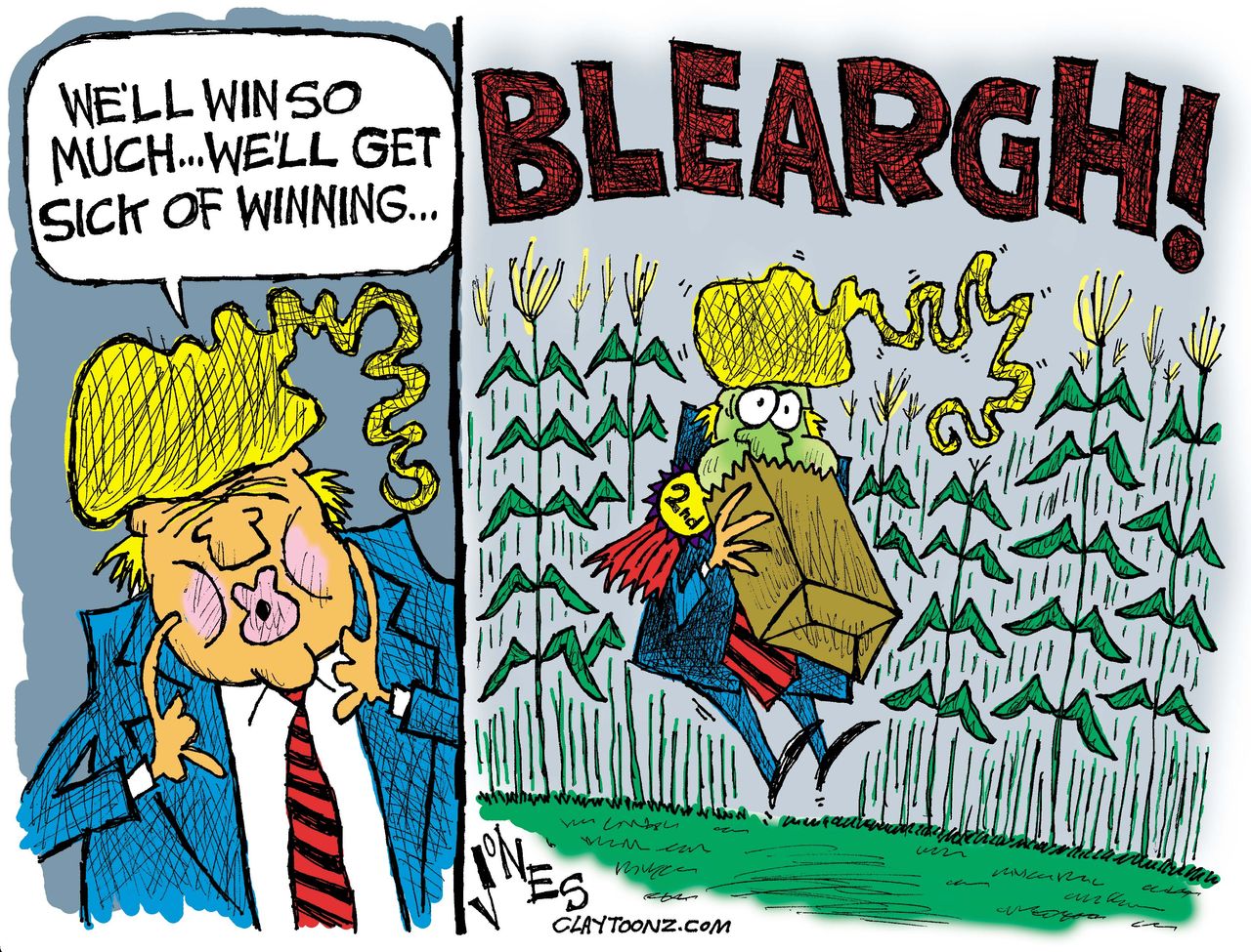 Political Cartoon U.S. Trump Iowa 2016