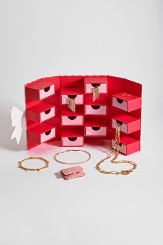 Estella Bartlett pink and red advent calendar filled with gold jewellery