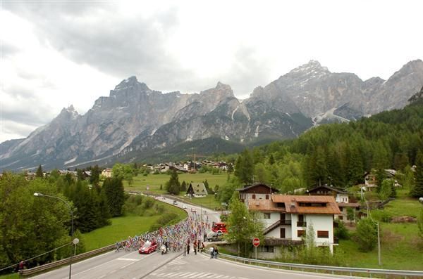 The foothills of the Dolomites provided breathtaking scenery for the fans and the riders