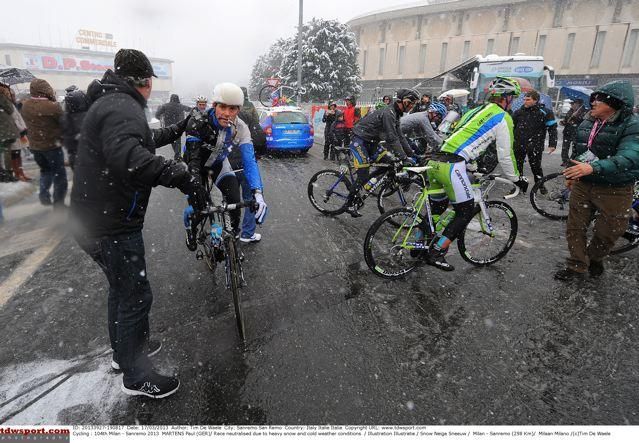 Riders were unable to hold their handlebars due to the cold and snow