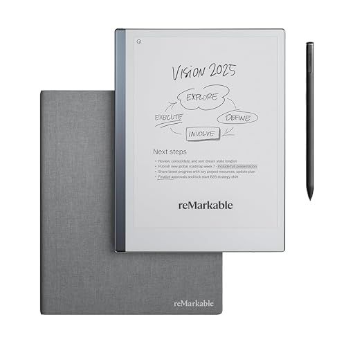 reMarkable 2 con Marker Plus y funda gris