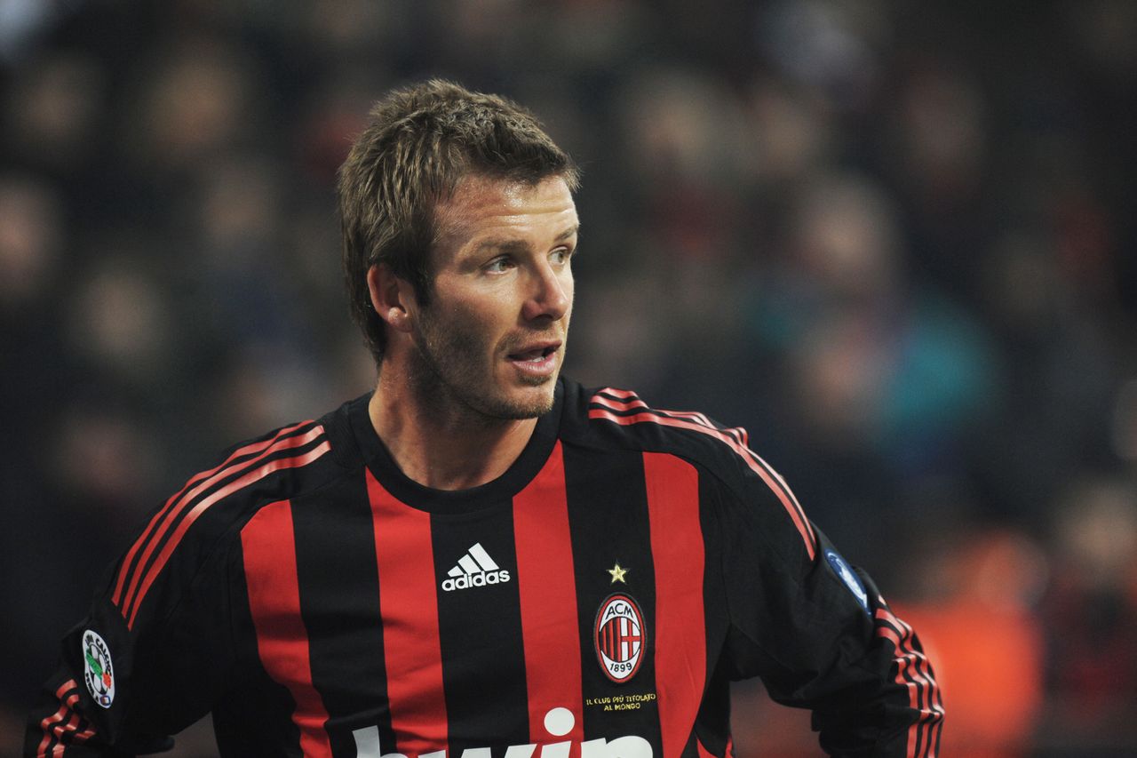David Beckham in action for Milan against Fiorentina, December 2009