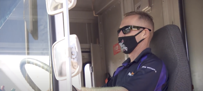 Jason Sloan in his FedEx truck.