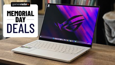 Asus ROG Zephyrus gaming laptop with memorial day deals badge