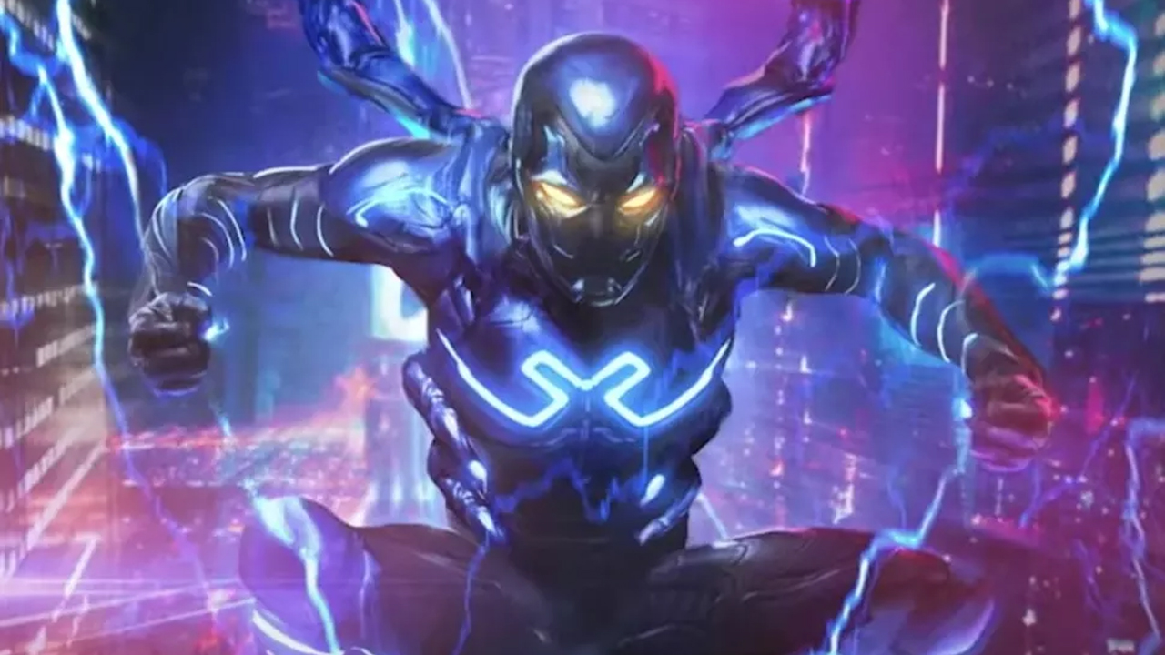 Concept art of a blue beetle from the movie Blue Beetle