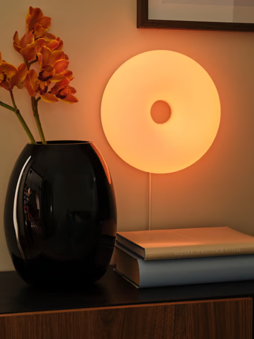 A dimmable frosted donut lamp from IKEA