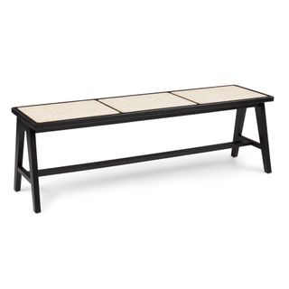 Black and rattan bench from Article