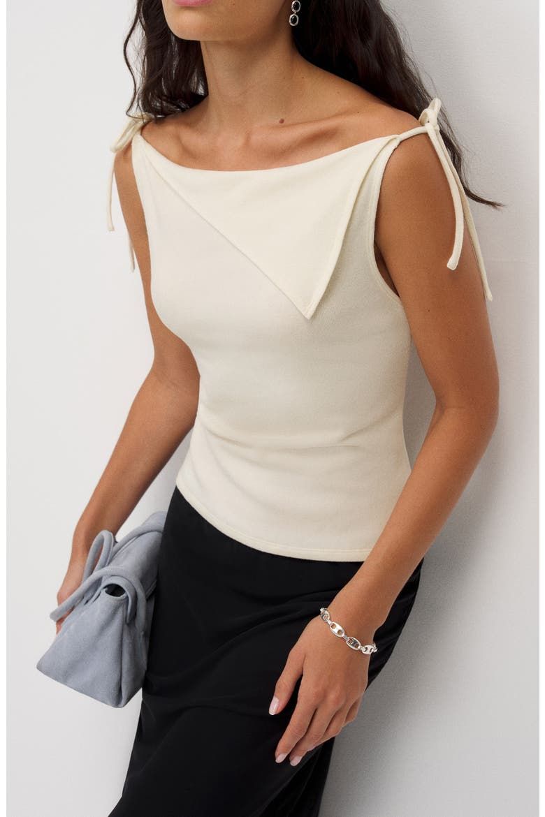 Emma Asymmetric Collar Knit Top