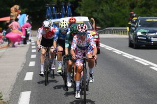 Justine Ghekiere and Marianne Vos lead the breakaway on stage seven of the Tour de France Femmes 2024