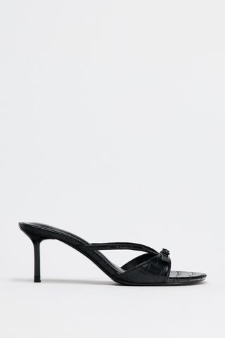 Textured Buckle Heel Sandals