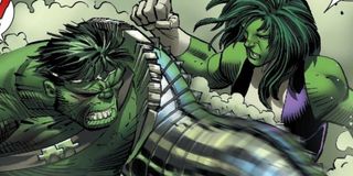 Hulk fighting She-Hulk