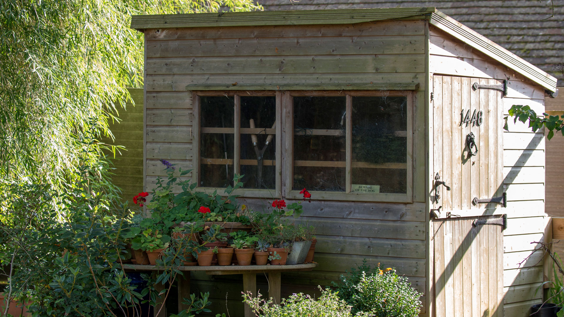 Garden shed with double windows