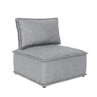 A gray chair with two cushions