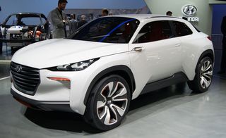 White Hyundai Intrado on display