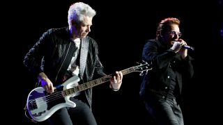 Adam Clayton and Bono of U2 perform during "The Joshua Tree Tour 2017" at MetLife Stadium on June 29, 2017 in East Rutherford, New Jersey. 