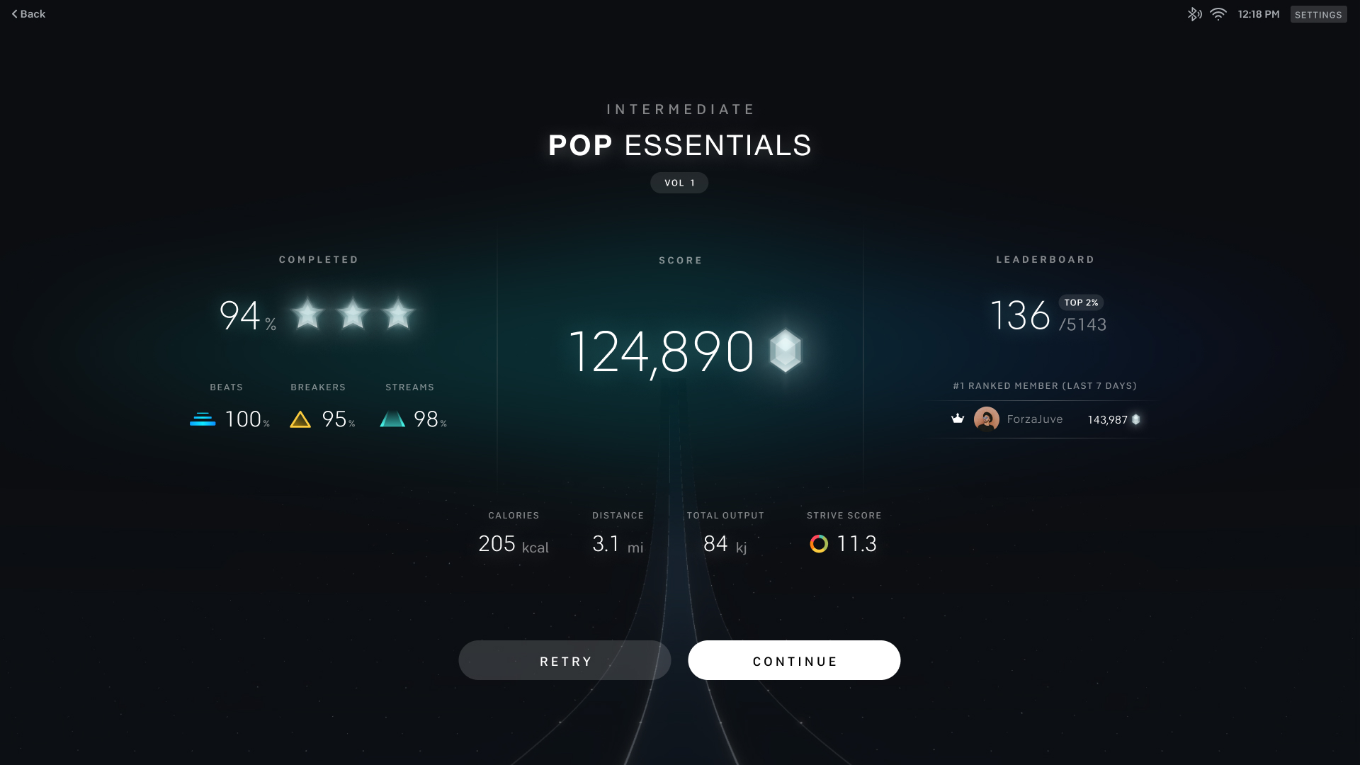 An example of Peloton Lanebreak's user interface