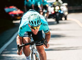 Mark Cavendish (Astana Qazaqstan) out of the saddle while training in Colombia
