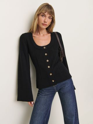 Karina Regenerative Wool Scoop Neck Cardigan